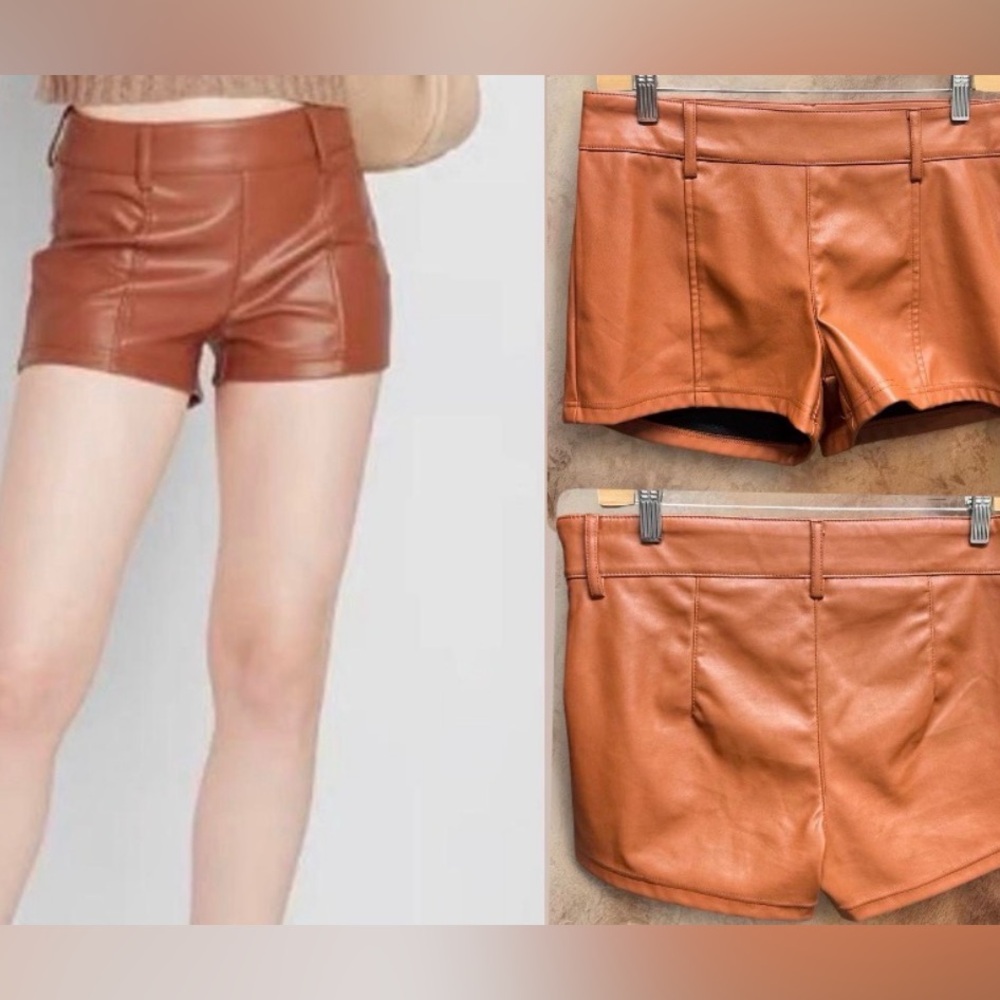 Wild Fable High Waist Brown Faux Leather Shorts, size 6. Never worn!
